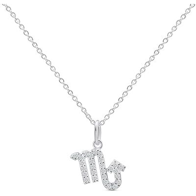 Amberta Sterrenbeeld-halsketting van 925 sterling zilver met zirkonia voor dames, astrologische halsketting van zilver, Sterling Zilver, Kubieke zirkonia Amberta Sterrenbeeld-halsketting van 925 sterling zilver met zirkonia voor dames, astrologische halsketting van zilver, Sterling Zilver, Kubieke zirkonia