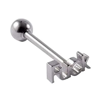 BlackAmazement Tongpiercing van roestvrij staal 316L met opschrift "F-U-C-K", zilver/goud, voor dames en heren BlackAmazement Tongpiercing van roestvrij staal 316L met opschrift "F-U-C-K", zilver/goud, voor dames en heren