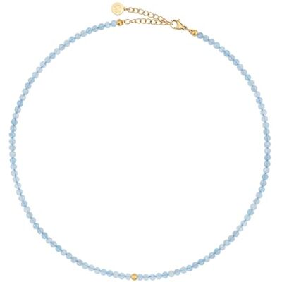 GD GOOD.designs Dameshalsketting van echte gefacetteerde natuursteen 4 mm, verstelbare aquamarijn halsketting met 18K goud verguld (40-45 cm), waterdichte bohemian halsketting (blauw) GD GOOD.designs Dameshalsketting van echte gefacetteerde natuursteen 4 mm, verstelbare aquamarijn halsketting met 18K goud verguld (40-45 cm), waterdichte bohemian halsketting (blauw)