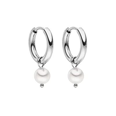 Purelei Diligence Oorbellen (zilver), waterdichte oorbellen voor heren met parel, kleine creolen van roestvrij staal voor mannen en vrouwen, uniseks cadeau, 10 mm diameter, Roestvrij staal Purelei Diligence Oorbellen (zilver), waterdichte oorbellen voor heren met parel, kleine creolen van roestvrij staal voor mannen en vrouwen, uniseks cadeau, 10 mm diameter, Roestvrij staal