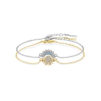 Gkaopi Set van 2 damesarmbanden Maan en zon Verstelbare armbanden Voor vriendschap Verjaardagscadeau Kerstmis 17 cm Metaal, Diamant Gkaopi Set van 2 damesarmbanden Maan en zon Verstelbare armbanden Voor vriendschap Verjaardagscadeau Kerstmis 17 cm Metaal, Diamant