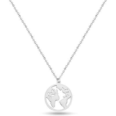 GD GOOD.designs Good.Designs Dameshalsketting met wereldkaart (lengte 40 + 5 cm) ketting met wereldhanger GD GOOD.designs Good.Designs Dameshalsketting met wereldkaart (lengte 40 + 5 cm) ketting met wereldhanger