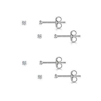 Amberta Sieraden Echt 925 Sterling Zilver Stud Oorbellen voor Vrouwen Zilveren Oorknopjes 2 Paar Zirconia Oorstekers Amberta Sieraden Echt 925 Sterling Zilver Stud Oorbellen voor Vrouwen Zilveren Oorknopjes 2 Paar Zirconia Oorstekers
