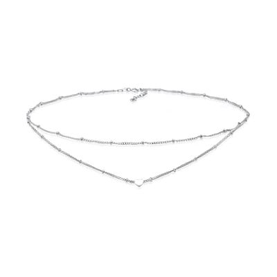 Elli Chokerketting voor dames, gelaagde look, modieus hart van 925 sterling zilver, Stof, Geen edelsteen Elli Chokerketting voor dames, gelaagde look, modieus hart van 925 sterling zilver, Stof, Geen edelsteen