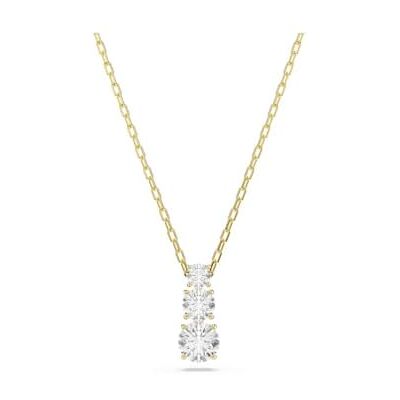 Swarovski Hanger ketting uit de Stilla Attract collectie, drie kleurloze ronde geslepen zirkonia-kristallen in een goudtint Swarovski Hanger ketting uit de Stilla Attract collectie, drie kleurloze ronde geslepen zirkonia-kristallen in een goudtint