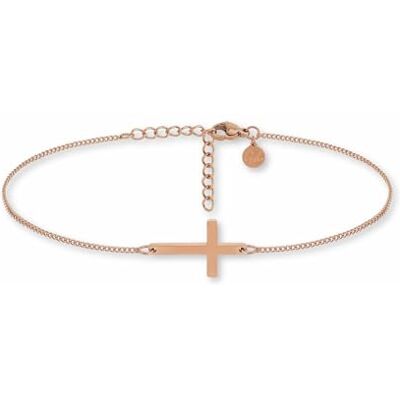 GD GOOD.designs Enkelbandje voor dames, met kruishanger, enkelbandje van roestvrij staal 316L goud, 18K roségoud of zilver, waterdicht en verstelbaar (22-27 cm), Roestvrij staal GD GOOD.designs Enkelbandje voor dames, met kruishanger, enkelbandje van roestvrij staal 316L goud, 18K roségoud of zilver, waterdicht en verstelbaar (22-27 cm), Roestvrij staal