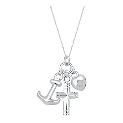 Elli Dames 925 sterling zilveren halsketting hart kruis anker kettingen hanger, klein, email Elli Dames 925 sterling zilveren halsketting hart kruis anker kettingen hanger, klein, email