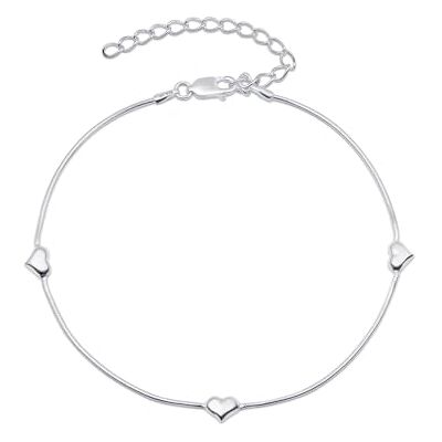 Amberta Enkelbandje voor dames, van 925 sterling zilver, verstelbare enkelkettingen, zomer, hartkralen, bohemien sieraden Amberta Enkelbandje voor dames, van 925 sterling zilver, verstelbare enkelkettingen, zomer, hartkralen, bohemien sieraden