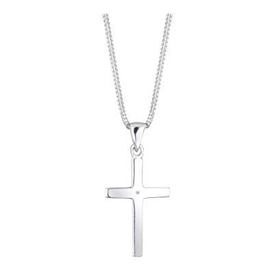 DIAMORE Halsketting met kruis diamant (0,005 karaat) van 925 sterling zilver, 45 cm, Overige, diamant DIAMORE Halsketting met kruis diamant (0,005 karaat) van 925 sterling zilver, 45 cm, Overige, diamant