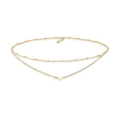 Elli Chokerketting voor dames, gelaagde look, modieus hart van 925 sterling zilver, Sterling Zilver Elli Chokerketting voor dames, gelaagde look, modieus hart van 925 sterling zilver, Sterling Zilver