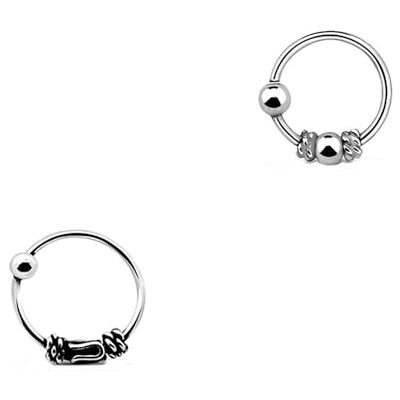 DENI 2 kleine neusringen van sterling zilver Bali met sluiting, verschillende patronen, binnendiameter 7 mm, dikte 0,6 mm, 7 mm diameter interior, zilver, geen edelsteen, Zilver, Geen edelsteen DENI 2 kleine neusringen van sterling zilver Bali met sluiting, verschillende patronen, binnendiameter 7 mm, dikte 0,6 mm, 7 mm diameter interior, zilver, geen edelsteen, Zilver, Geen edelsteen