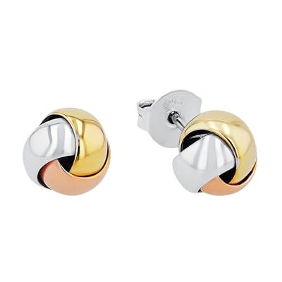 amor 9618316 Damesoorbellen van 925 sterling zilver, driekleurig, 0,7 cm, levering in geschenkdoos, 925 sterling zilver, zonder amor 9618316 Damesoorbellen van 925 sterling zilver, driekleurig, 0,7 cm, levering in geschenkdoos, 925 sterling zilver, zonder