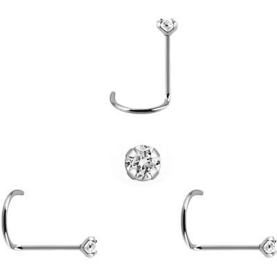 DENI 3 sterling zilveren neusoorbellen met zeer kleine steen van 1 mm, zirkonia met indrukwekkende glans en gebogen stok, dikte 0,6 mm, lengte 6,5 mm, standaardmaat. DENI 3 sterling zilveren neusoorbellen met zeer kleine steen van 1 mm, zirkonia met indrukwekkende glans en gebogen stok, dikte 0,6 mm, lengte 6,5 mm, standaardmaat.