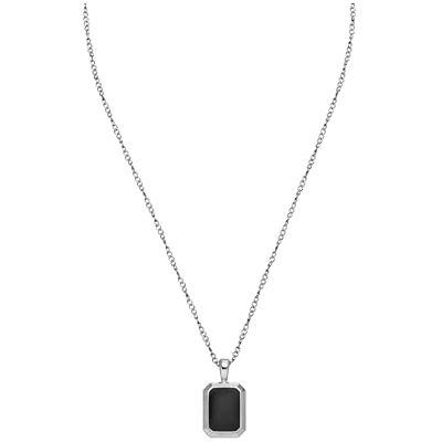 Purelei Midnight Herenketting, waterdicht en verstelbaar, roestvrijstalen ketting met rechthoekige hanger en zwarte inlay, minimalistisch statement voor elke dag, Roestvrij staal, Agaat Purelei Midnight Herenketting, waterdicht en verstelbaar, roestvrijstalen ketting met rechthoekige hanger en zwarte inlay, minimalistisch statement voor elke dag, Roestvrij staal, Agaat