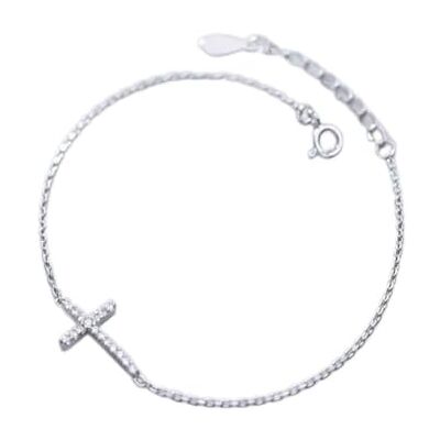 Karriter TYERY S925 zilveren armband, mode hand sieraden kruis vol eenvoudige vrouwelijke diamanten armband S925 zilver, één maat, zilver Karriter TYERY S925 zilveren armband, mode hand sieraden kruis vol eenvoudige vrouwelijke diamanten armband S925 zilver, één maat, zilver