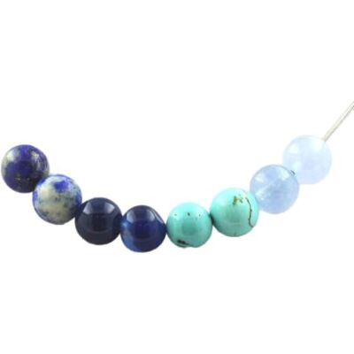 A Bijoux Blauwe Agaat parelketting met lint + Lapis Lazuli uit Pakistan + aquamarijn + turquoise 8 mm A Bijoux Blauwe Agaat parelketting met lint + Lapis Lazuli uit Pakistan + aquamarijn + turquoise 8 mm