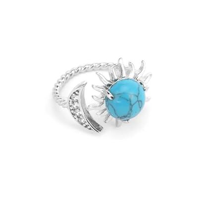 Hasdnker Ring sieraden dames heren maan zon natuursteen open ring verstelbaar kristal heks ringen amethist rozenkwarts tijgeroog stenen sieraden, Verstelbaar Hasdnker Ring sieraden dames heren maan zon natuursteen open ring verstelbaar kristal heks ringen amethist rozenkwarts tijgeroog stenen sieraden, Verstelbaar