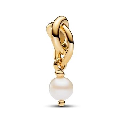 PANDORA Moments Behandelte zoetwaterparelketting bedelhanger van sterling zilver met vergulde metaallegering, compatibel met Moments armbanden, 763462C06 PANDORA Moments Behandelte zoetwaterparelketting bedelhanger van sterling zilver met vergulde metaallegering, compatibel met Moments armbanden, 763462C06