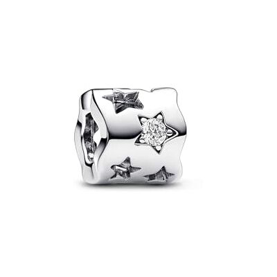 PANDORA Moments gestanste Funkelnde Stern Charm van Sterling Zilver met Zirkonia, Compatibel Moments Armbanden, 792827C01 PANDORA Moments gestanste Funkelnde Stern Charm van Sterling Zilver met Zirkonia, Compatibel Moments Armbanden, 792827C01