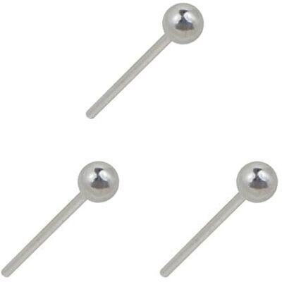 DENI 3 rechte neus-oorbellen van 925 sterling zilver met grote bal van 2,5 mm, dun met staafdikte 0,6 mm, sterling zilver, Sterling zilver Lak Sterling zilver DENI 3 rechte neus-oorbellen van 925 sterling zilver met grote bal van 2,5 mm, dun met staafdikte 0,6 mm, sterling zilver, Sterling zilver Lak Sterling zilver