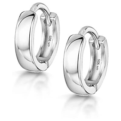 Amberta Sieraden Echt 925 Sterling Zilver Oorringen Geslepen Scharnierende Hoepel Oorbellen voor Vrouwen Diameter: 1cm Amberta Sieraden Echt 925 Sterling Zilver Oorringen Geslepen Scharnierende Hoepel Oorbellen voor Vrouwen Diameter: 1cm