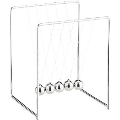 Relaxdays Newton slinger, decoratie voor kantoor, natuurkunde, wetenschap en kunst, 5 ballen, metaal, slinger, zilver, 1 Relaxdays Newton slinger, decoratie voor kantoor, natuurkunde, wetenschap en kunst, 5 ballen, metaal, slinger, zilver, 1
