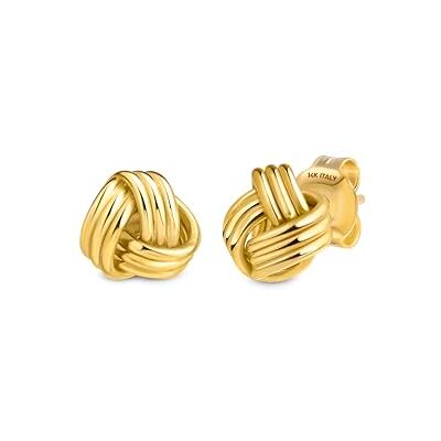 Amberta Damesoorbellen van 14 karaat 9 goud Keltische strik van liefde van echt Italiaans massief goud, Metaal, Geen edelsteen Amberta Damesoorbellen van 14 karaat 9 goud Keltische strik van liefde van echt Italiaans massief goud, Metaal, Geen edelsteen