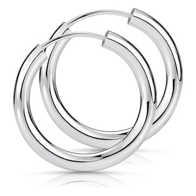 MATERIA by Matthias Wagner 925 zilveren creolen voor dames en heren, 2,5 mm breed in 8 maten, Ø 20 mm, zilver MATERIA by Matthias Wagner 925 zilveren creolen voor dames en heren, 2,5 mm breed in 8 maten, Ø 20 mm, zilver
