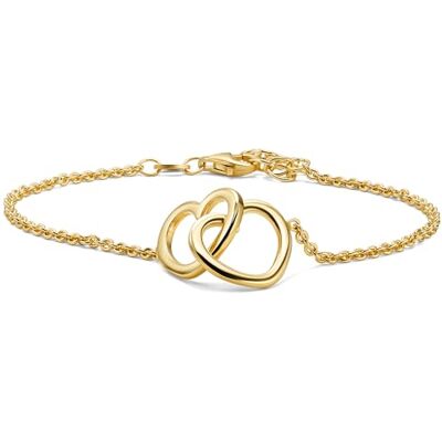 Miore Damesarmband, 18 karaat verguld, 17 + 3 cm, zilveren armband met hartvormige hanger, damesarmband, hypoallergeen, handgemaakt in Italië, levering met doos Miore Damesarmband, 18 karaat verguld, 17 + 3 cm, zilveren armband met hartvormige hanger, damesarmband, hypoallergeen, handgemaakt in Italië, levering met doos