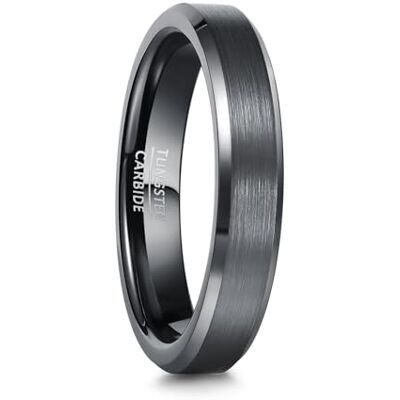 083BASE Unisex wolfraam ring zwart/blauw zilver, 4 mm/6 mm/8 mm breed, geborsteld metalen design, schuine randen, sieraden voor heren/dames in verschillende maten, Wolfraamcarbide 083BASE Unisex wolfraam ring zwart/blauw zilver, 4 mm/6 mm/8 mm breed, geborsteld metalen design, schuine randen, sieraden voor heren/dames in verschillende maten, Wolfraamcarbide