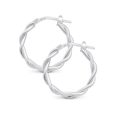 Amberta 925 sterling zilveren gedraaide creolen voor dames Zilveren creolen voor dames: 20 mm gedraaide ronde creolen oorbellen Amberta 925 sterling zilveren gedraaide creolen voor dames Zilveren creolen voor dames: 20 mm gedraaide ronde creolen oorbellen