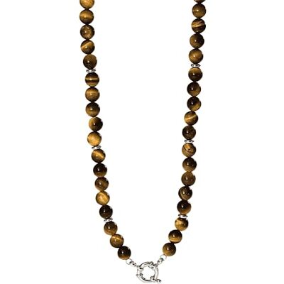 Purelei Tiger's Eye Charm Ketting roestvrij staal verguld tijgeroog edelsteen met bedelring verstelbaar van 40 tot 45 cm moed en bescherming halsketting voor dames goud/zilver, Roestvrij staal Purelei Tiger's Eye Charm Ketting roestvrij staal verguld tijgeroog edelsteen met bedelring verstelbaar van 40 tot 45 cm moed en bescherming halsketting voor dames goud/zilver, Roestvrij staal