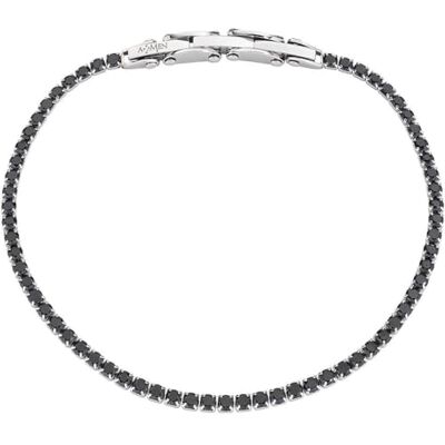 Amen Bracelet tennis en acier avec zircons noirs, taille 19+1+1 cm réglable Amen Bracelet tennis en acier avec zircons noirs, taille 19+1+1 cm réglable