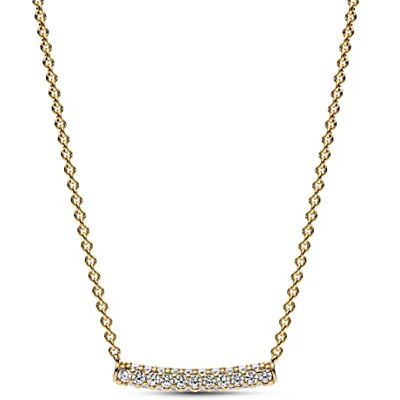 PANDORA Tijdloze halsketting van 14 karaat, vergulde metalen legering met zirkoniastenen, maat 45 cm, 362635C01-45, Zilver, Zirkonia PANDORA Tijdloze halsketting van 14 karaat, vergulde metalen legering met zirkoniastenen, maat 45 cm, 362635C01-45, Zilver, Zirkonia