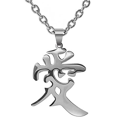 DUTACK Japanse Love Kanji hanger ketting van hooggepolijst roestvrij staal, geluksbrenger met gepersonaliseerd Gaara-symbool, roestvrij staal, zink DUTACK Japanse Love Kanji hanger ketting van hooggepolijst roestvrij staal, geluksbrenger met gepersonaliseerd Gaara-symbool, roestvrij staal, zink