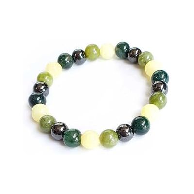 SHOP-STORY LUCKY ARMBAND: armband met natuurstenen kralen citrien, agaat, jade en hematiet, één maat, jade steen SHOP-STORY LUCKY ARMBAND: armband met natuurstenen kralen citrien, agaat, jade en hematiet, één maat, jade steen