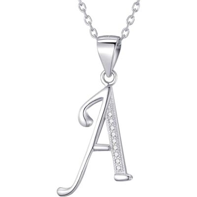 Morella Dameshalsketting met verschillende letters, gerhodineerd 925 zilver, met witte zirkonia, 45 cm Morella Dameshalsketting met verschillende letters, gerhodineerd 925 zilver, met witte zirkonia, 45 cm