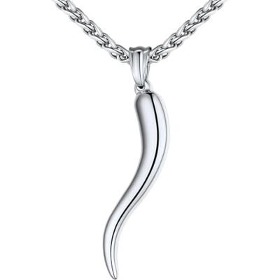 U7 Halsketting voor heren, roestvrij staal, Italiaanse hoorn, hanger, met verstelbare ketting, 3 mm/55 cm, geluksbrenger sieraden U7 Halsketting voor heren, roestvrij staal, Italiaanse hoorn, hanger, met verstelbare ketting, 3 mm/55 cm, geluksbrenger sieraden
