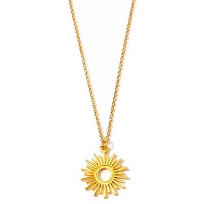 Kritz Halsketting voor dames, 18 karaat verguld, hanger zon stralen straling en verstelbare ketting – sieraden mode cadeau, Standaard, Metaal, Geen edelsteen Kritz Halsketting voor dames, 18 karaat verguld, hanger zon stralen straling en verstelbare ketting – sieraden mode cadeau, Standaard, Metaal, Geen edelsteen