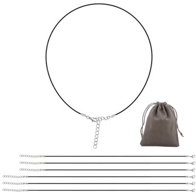 GlasFlength Halskettingskoord, 6 stuks, 1,5 mm, gewaxt, halsketting met sluiting, leren touw, 45 cm, met verlengketting en 60 cm, voor hangers, sieraden, uniseks, wax-touw voor armband (zwart), 45 cm, GlasFlength Halskettingskoord, 6 stuks, 1,5 mm, gewaxt, halsketting met sluiting, leren touw, 45 cm, met verlengketting en 60 cm, voor hangers, sieraden, uniseks, wax-touw voor armband (zwart), 45 cm,