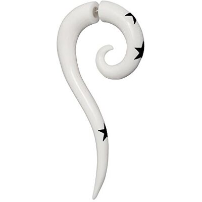 CHICNET Chic-Net Fake Piercing met de hand gesneden botten piercing wit sterren oor expander unisex roestvrij staal heren dames heren, hout CHICNET Chic-Net Fake Piercing met de hand gesneden botten piercing wit sterren oor expander unisex roestvrij staal heren dames heren, hout