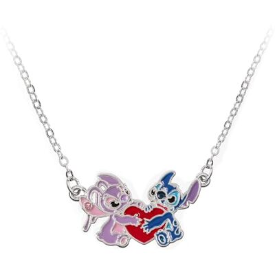 Disney Stitch 45,7 cm engelenhart emaille hanger verzilverde ketting Disney Stitch 45,7 cm engelenhart emaille hanger verzilverde ketting