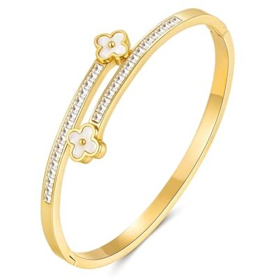 Joo&Rind Armband klaverblad dames 18K goud verguld roestvrij staal geluksbrenger sieraden voor vrouwen verjaardagscadeau, middelgroot, roestvrij staal, geen edelsteen Joo&Rind Armband klaverblad dames 18K goud verguld roestvrij staal geluksbrenger sieraden voor vrouwen verjaardagscadeau, middelgroot, roestvrij staal, geen edelsteen