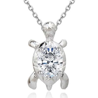 Crystalline Azuria Halsketting met hanger schildpad, zirkonia, 18 karaat, witverguld, sieraden voor dames en meisjes, Kristal, Kristal Crystalline Azuria Halsketting met hanger schildpad, zirkonia, 18 karaat, witverguld, sieraden voor dames en meisjes, Kristal, Kristal