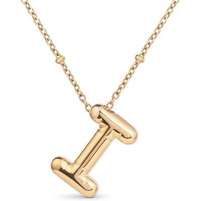 Amberta Gouden bubbelletterketting voor dames en tieners initiaalhanger van roestvrij staal verguld 18 karaat bubbelballon dikke letter gepersonaliseerde ketting voornaam: I Amberta Gouden bubbelletterketting voor dames en tieners initiaalhanger van roestvrij staal verguld 18 karaat bubbelballon dikke letter gepersonaliseerde ketting voornaam: I