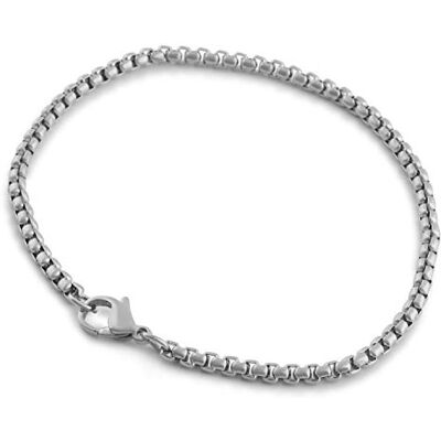Akitsune Baca Ketting Schakelarmband 3 mm Diameter Rolo Box Ketting Mannen Vrouwen Roestvrij Staal Minimalistische Karabijnhaken, Nikkel zilver Akitsune Baca Ketting Schakelarmband 3 mm Diameter Rolo Box Ketting Mannen Vrouwen Roestvrij Staal Minimalistische Karabijnhaken, Nikkel zilver