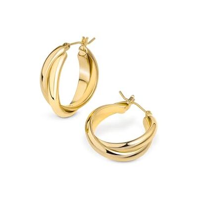 Amberta Dikke gedraaide creolen met 925 sterling zilveren schacht voor dames Grote oorbellen, lichtgewicht, damestrend: 14 karaat vergulde creolen 24 mm hypoallergeen Amberta Dikke gedraaide creolen met 925 sterling zilveren schacht voor dames Grote oorbellen, lichtgewicht, damestrend: 14 karaat vergulde creolen 24 mm hypoallergeen