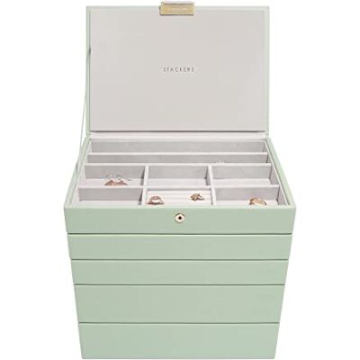 Stackers Set van 5 klassieke juwelendoosjes saliegroen medium Stackers Set van 5 klassieke juwelendoosjes saliegroen medium