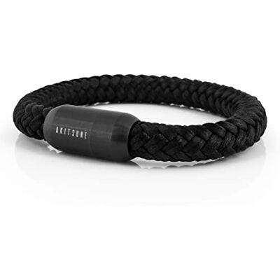 Akitsune Portus nautische armband van touw, schakelarmband met magneetsluiting voor dames, anker en heren, zwart, Eén maat, Roestvrij staal Akitsune Portus nautische armband van touw, schakelarmband met magneetsluiting voor dames, anker en heren, zwart, Eén maat, Roestvrij staal