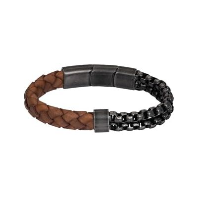 iXXXi Heren leren armband Aryan Antiksilber 19 cm, Roestvrij staal, Geen edelsteen iXXXi Heren leren armband Aryan Antiksilber 19 cm, Roestvrij staal, Geen edelsteen